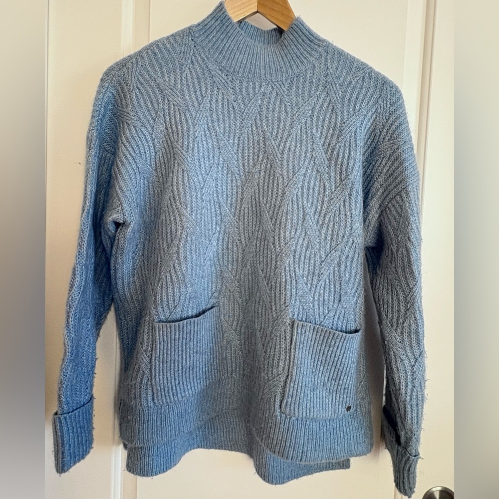 Fat Face Cornflower Blue Textured Turtleneck Sweater